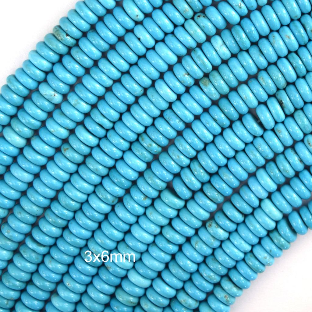 Light Blue Turquoise Rondelle Button Beads 15.5" Strand 6mm 8mm 10mm 12mm