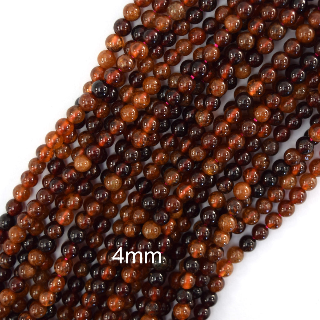 Natural Orange Hessonite Garnet Round Beads Gemstone 15" Strand 4mm 6mm 8mm