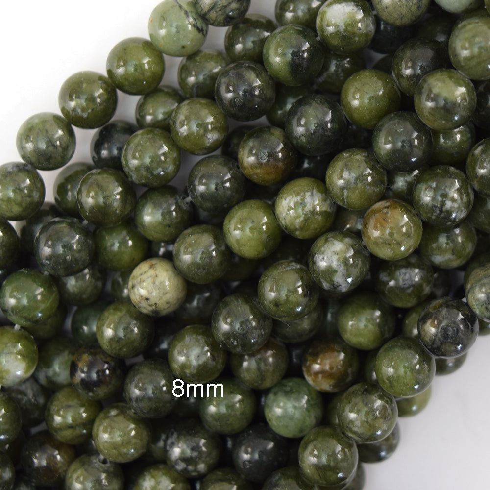 Natural Green Taiwan Jade Round Beads Gemstone 15" Strand 4mm 6mm 8mm 10mm 12mm