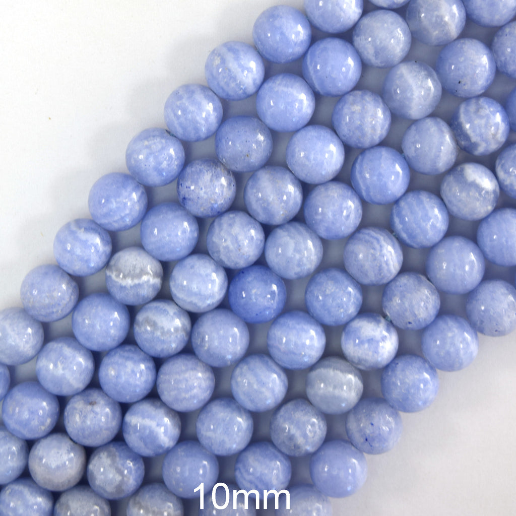 Colored Blue Lace Agate Round Beads Gemstone 15" Strand 6mm 8mm 10mm