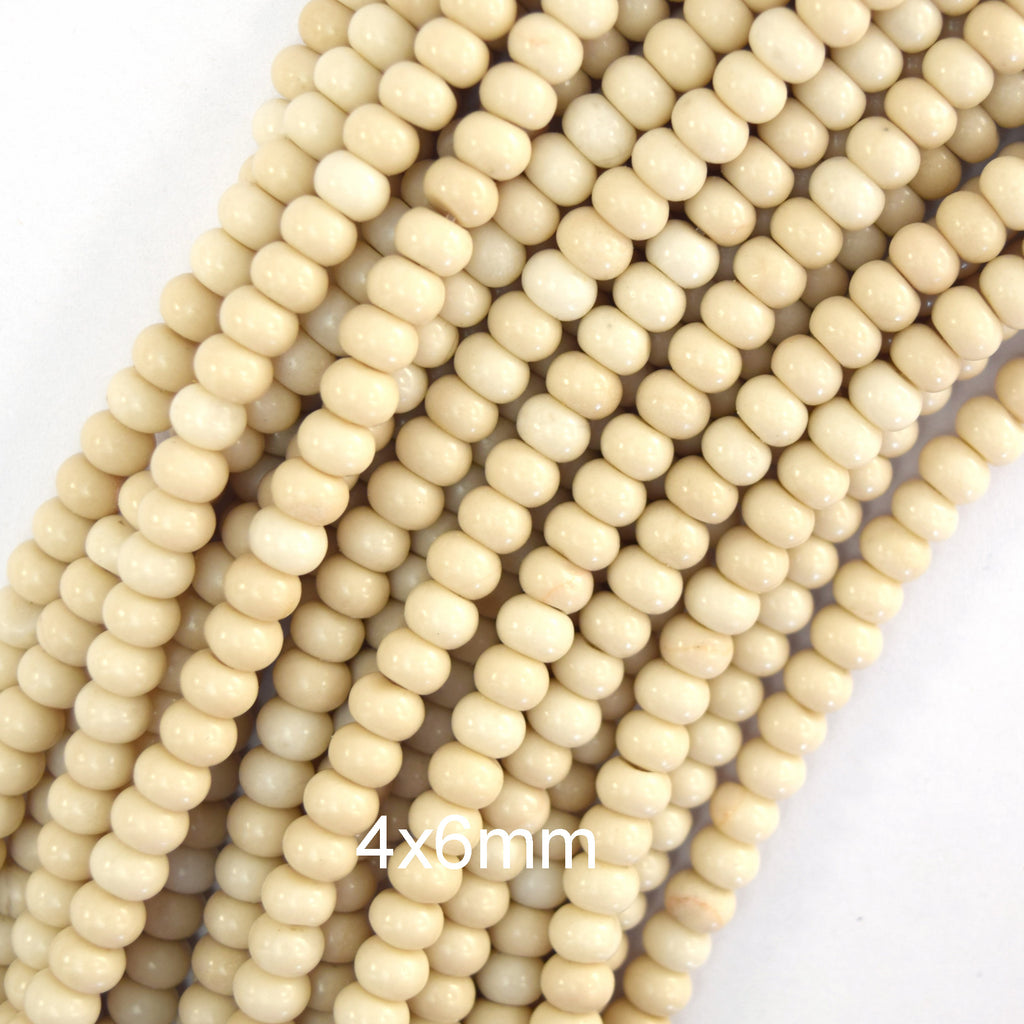 Natural Cream River Stone Rondelle Button Beads 15" Strand 4mm 6mm 8mm