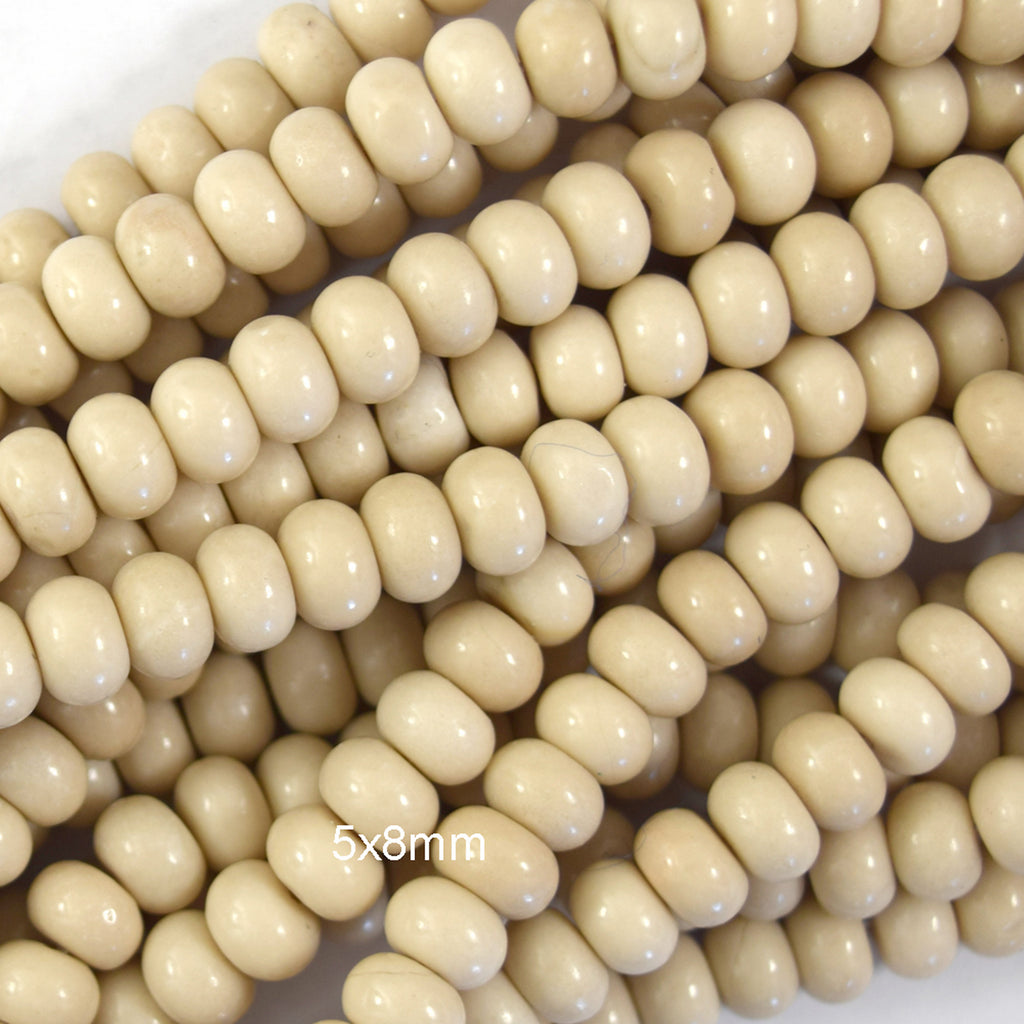 Natural Cream River Stone Rondelle Button Beads 15" Strand 4mm 6mm 8mm