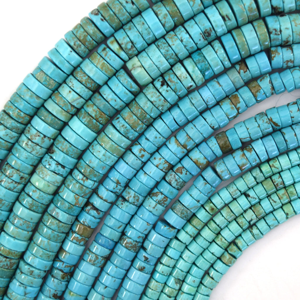 Brown Matrix Blue Turquoise Heishi Disc Beads Gemstone 15.5" Strand 4mm 6mm 8mm