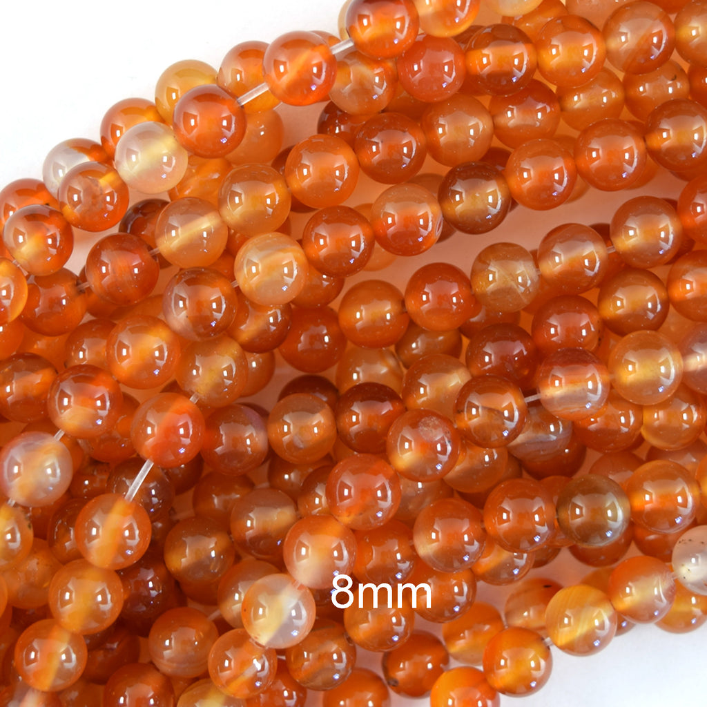 Natural Carnelian Round Beads Gemstone 15" Strand 4mm 6mm 8mm 10mm 12mm S1