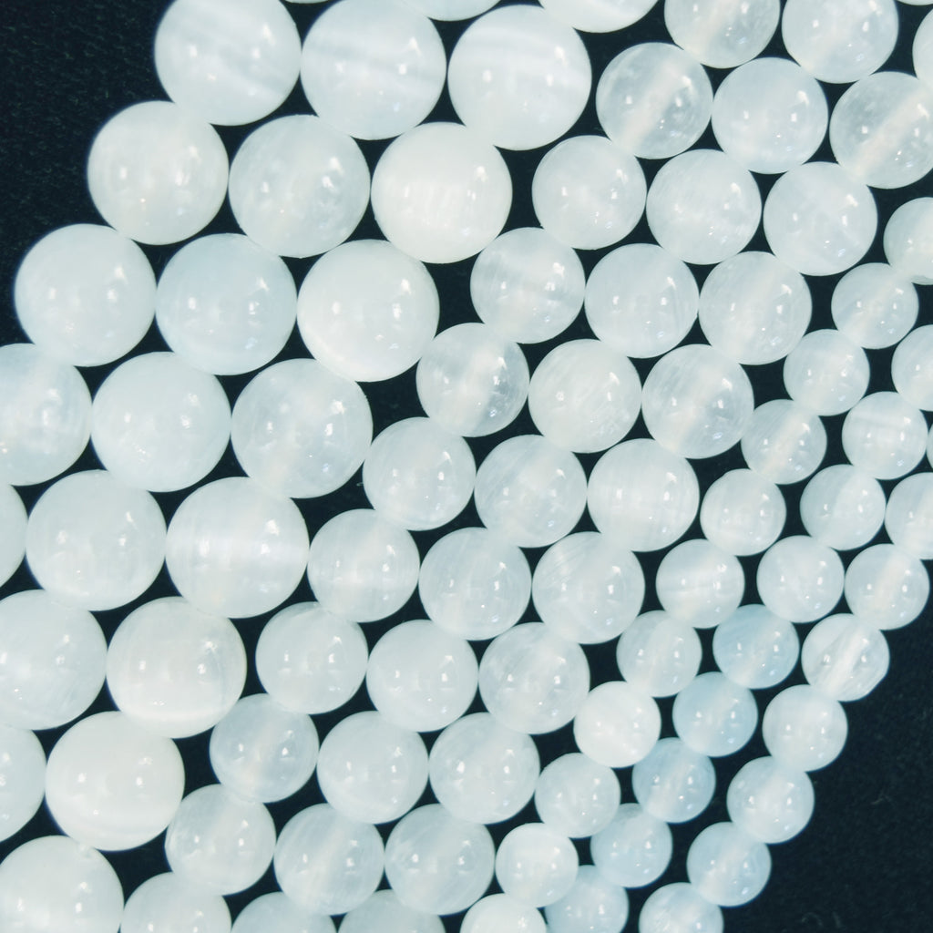 Genuine Light Blue Selenite Round Beads Gemstone 15.5" Strand 6mm 8mm 10mm