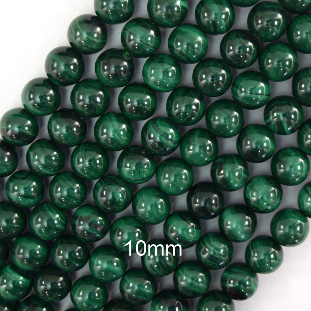 AA Natural Green Malachite Round Beads Gemstone 15.5" Strand 4mm 6mm 8mm 10mm