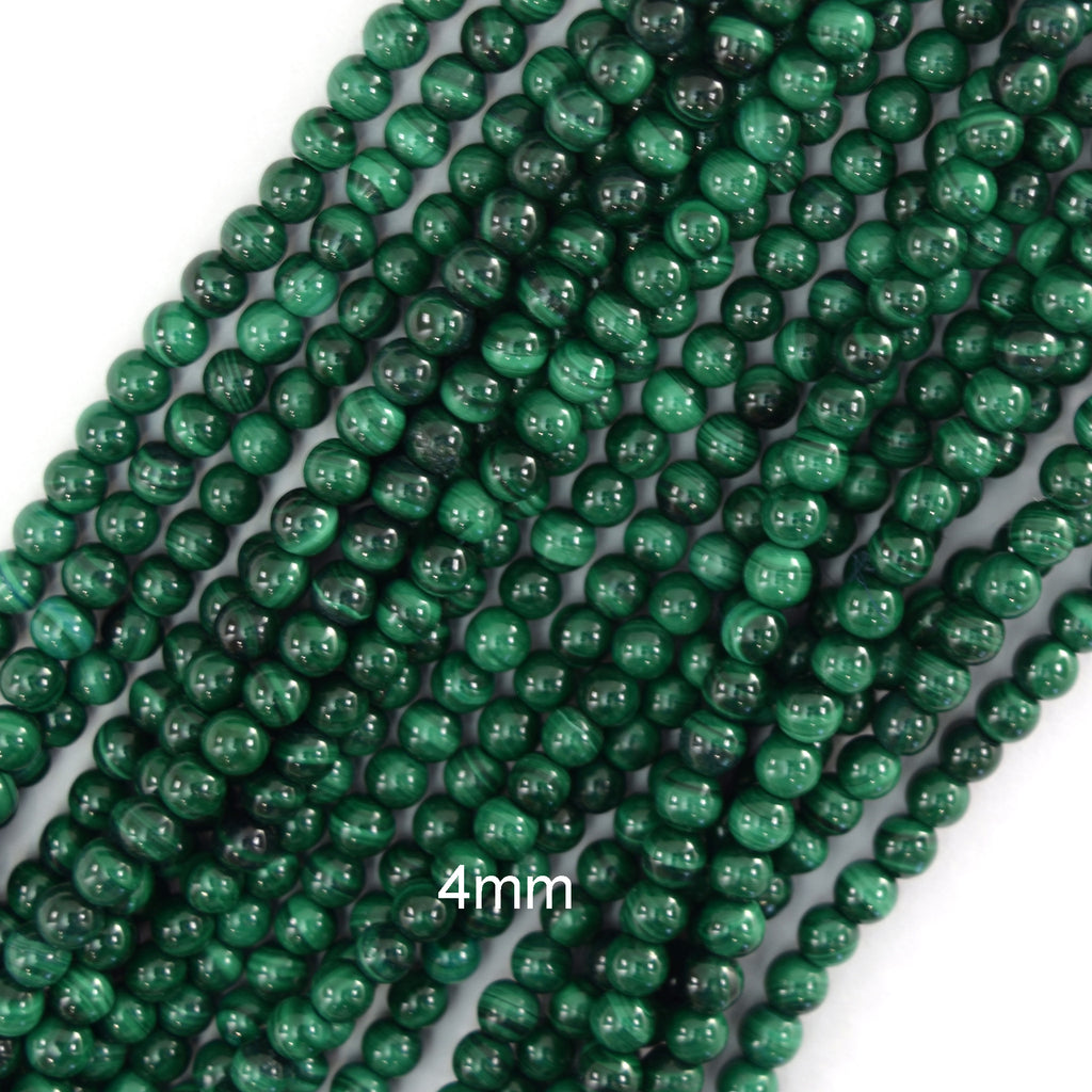 AA Natural Green Malachite Round Beads Gemstone 15.5" Strand 4mm 6mm 8mm 10mm