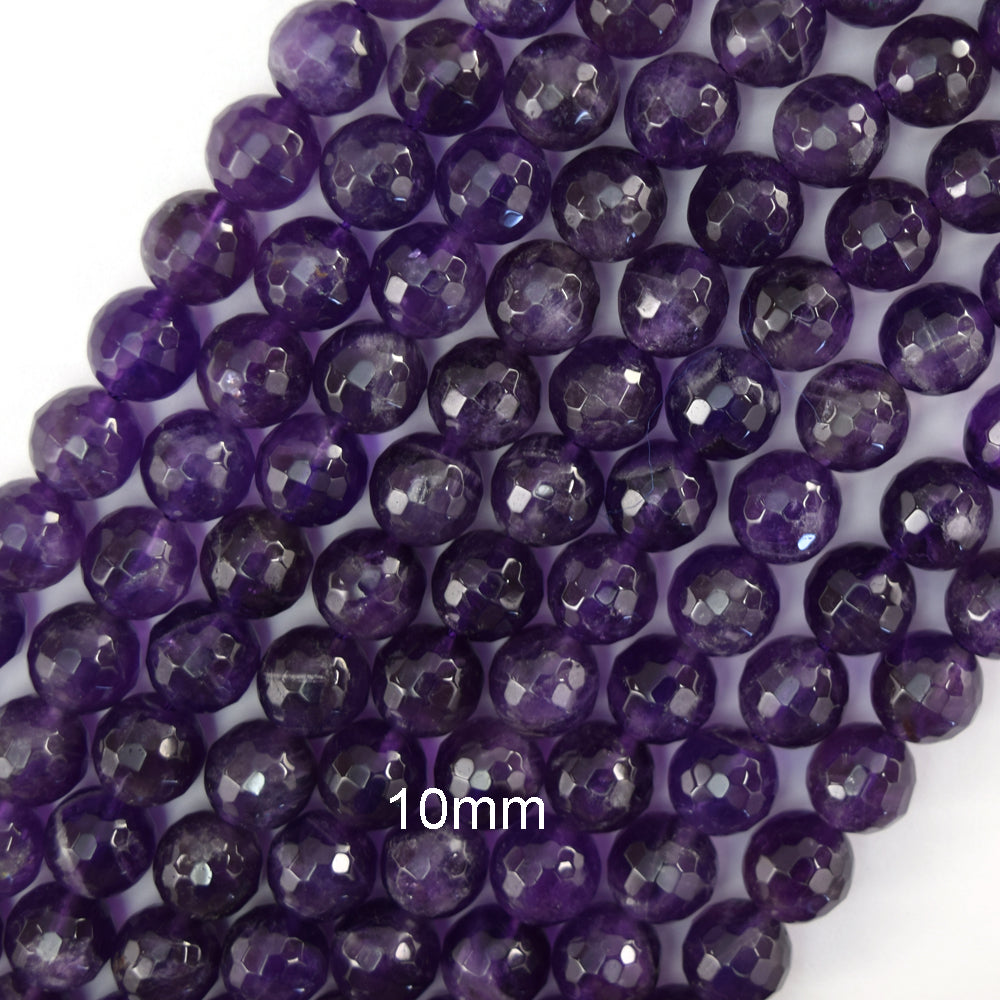 Natural Faceted Purple Amethyst Round Beads 15" Strand 3mm 4mm 6mm 8mm 10mm S1