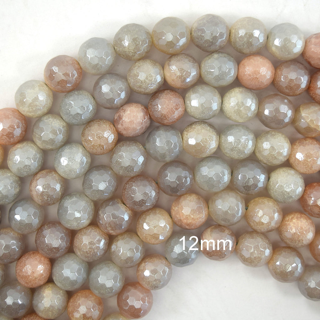 Mystic Titanium Faceted Peach Aventurine Round Beads 15" 6mm 8mm 10mm 12mm