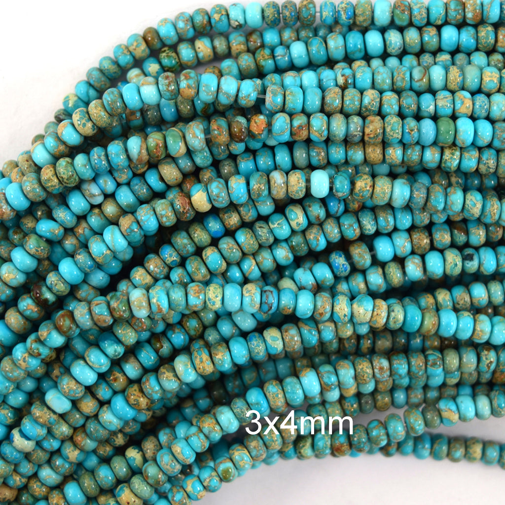 Light Blue Sea Sediment Jasper Rondelle Beads 15.5" Strand 4mm 6mm 8mm