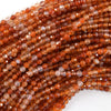 Natural Faceted Orange Red Carnelian Round Beads Gemstone 15