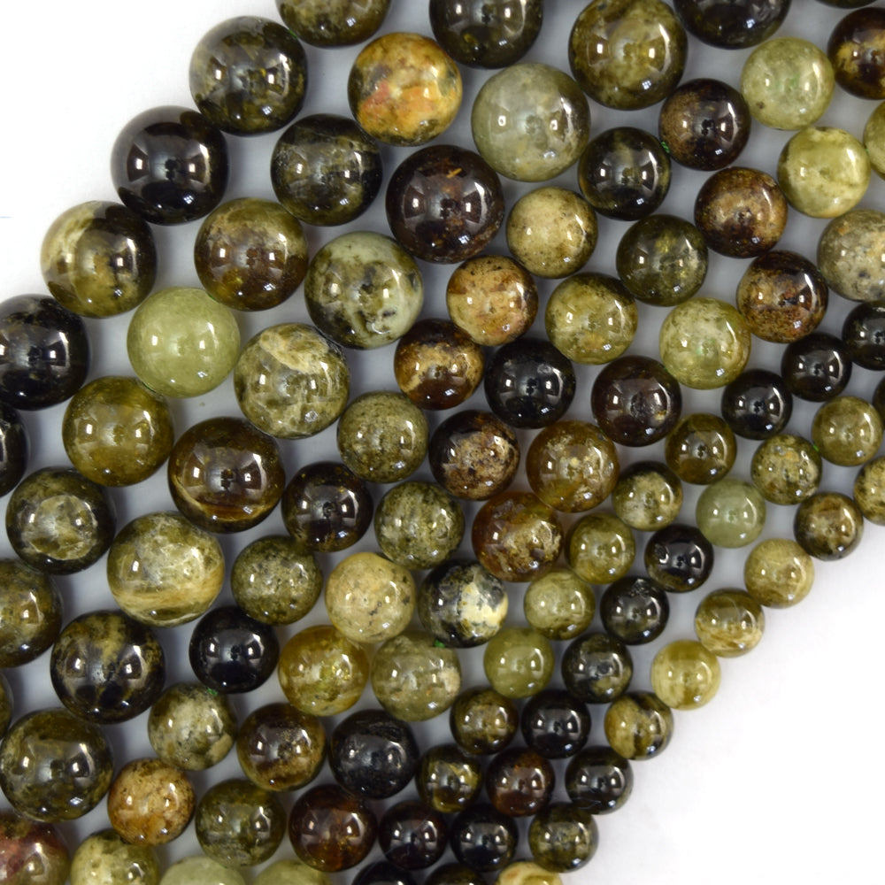 Natural Green Garnet Round Beads Gemstone 15" Strand 6mm 8mm 10mm