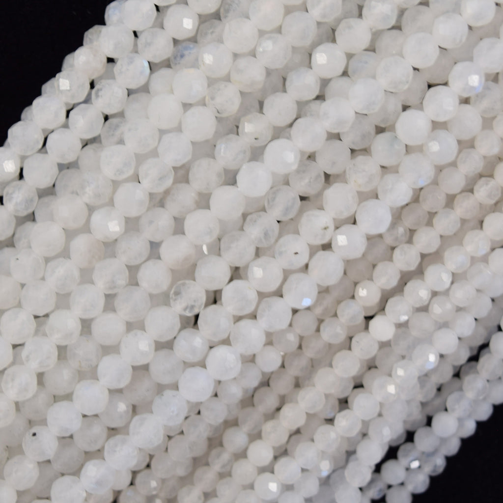 Natural Faceted Cream White Moonstone Round Beads 15.5" 3mm 4mm 6mm 8mm 10mm