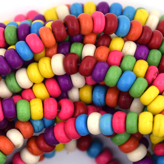 Multicolor Turquoise Rondelle Button Beads Gemstone 15