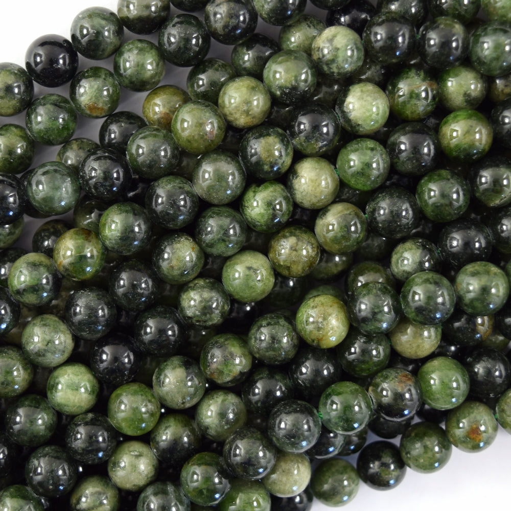 Natural Green Chrome Diopside Round Beads 15.5" Strand 6mm 8mm