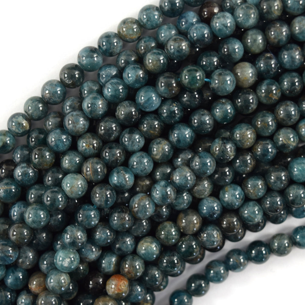 Natural Blue Green Apatite Round Beads Gemstone 15.5