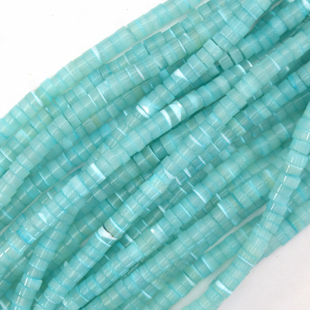 2x4mm Mother Of Pearl Mop Heishi Disc Beads 15.5" Blue Green Pink Purple 4mm