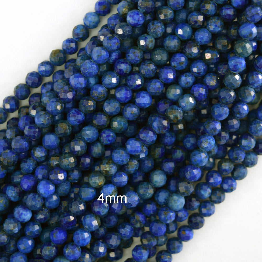 Faceted Blue Lapis Lazuli Round Beads 15" Strand 2mm 3mm 4mm 6mm 8mm 10mm