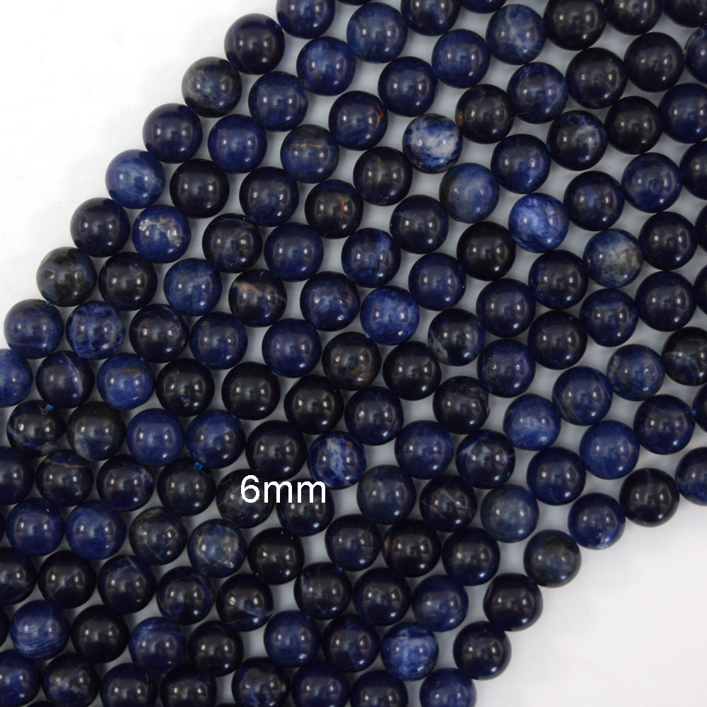 AA Natural Blue Sodalite Round Beads Gemstone 15