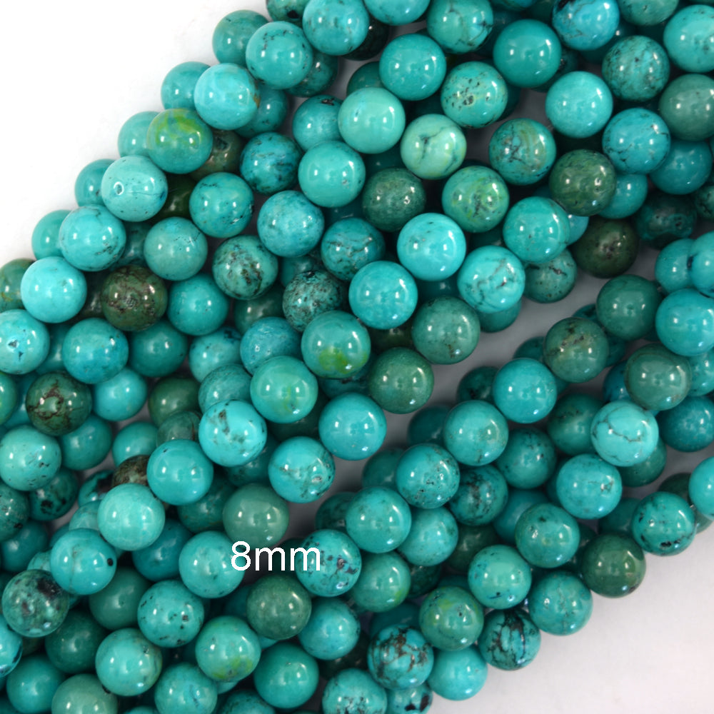 Green Turquoise Round Beads Gemstone 15.5" Strand 4mm 6mm 8mm S1