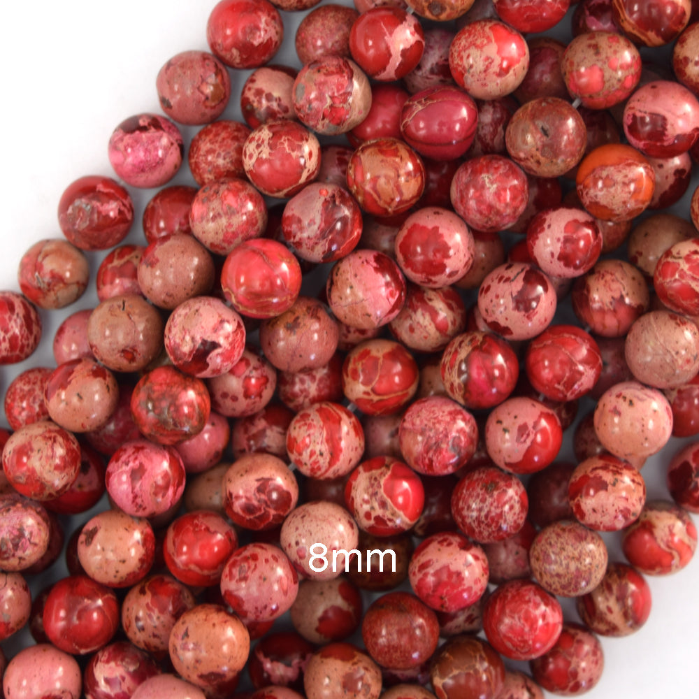 Red Sea Sediment Imperial Jasper Round Beads Gemstone 15" Strand 6mm 8mm 10mm