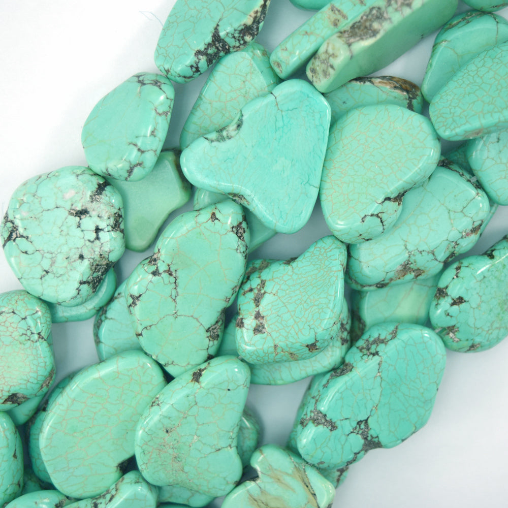 22mm - 30mm green turquoise freeform slab slice nugget beads 15.5