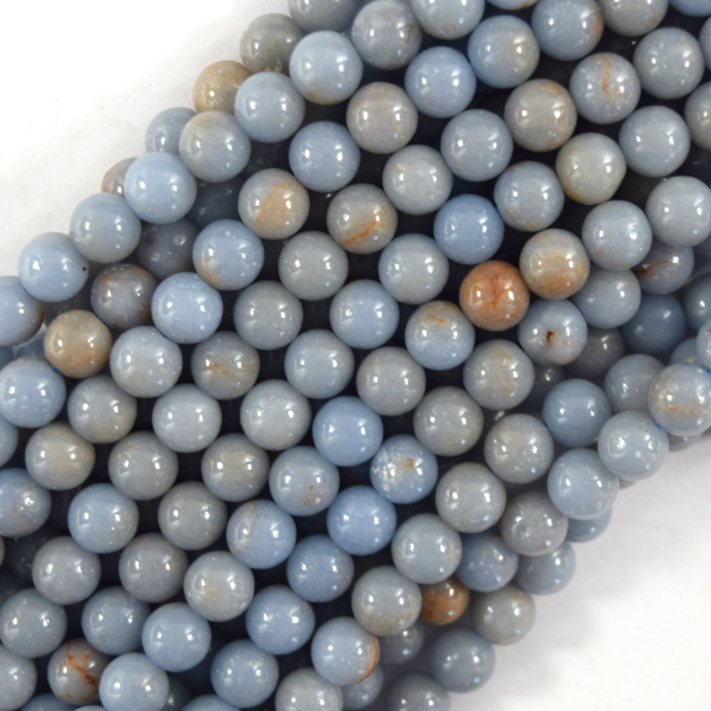 Natural Blue Angelite Round Beads Gemstone 15.5" Strand 6mm 8mm 10mm S2