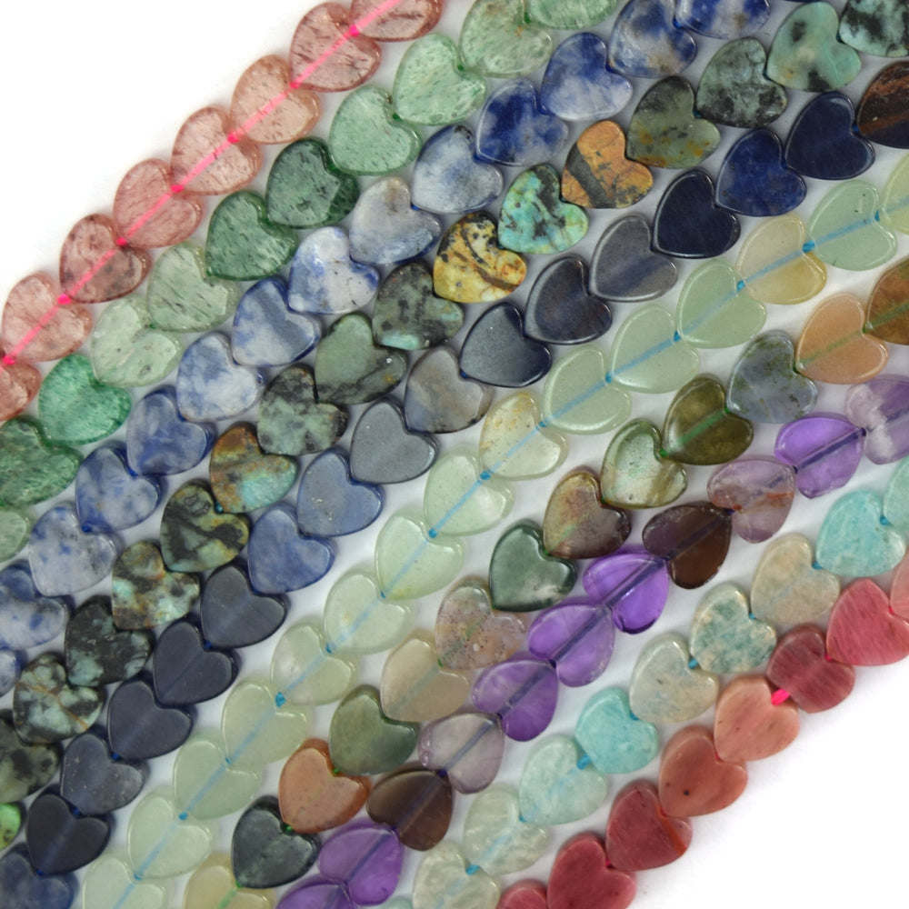 6mm Natural Various Gemstones Heart Beads 15" Strand Amethyst Amazonite Sodalite