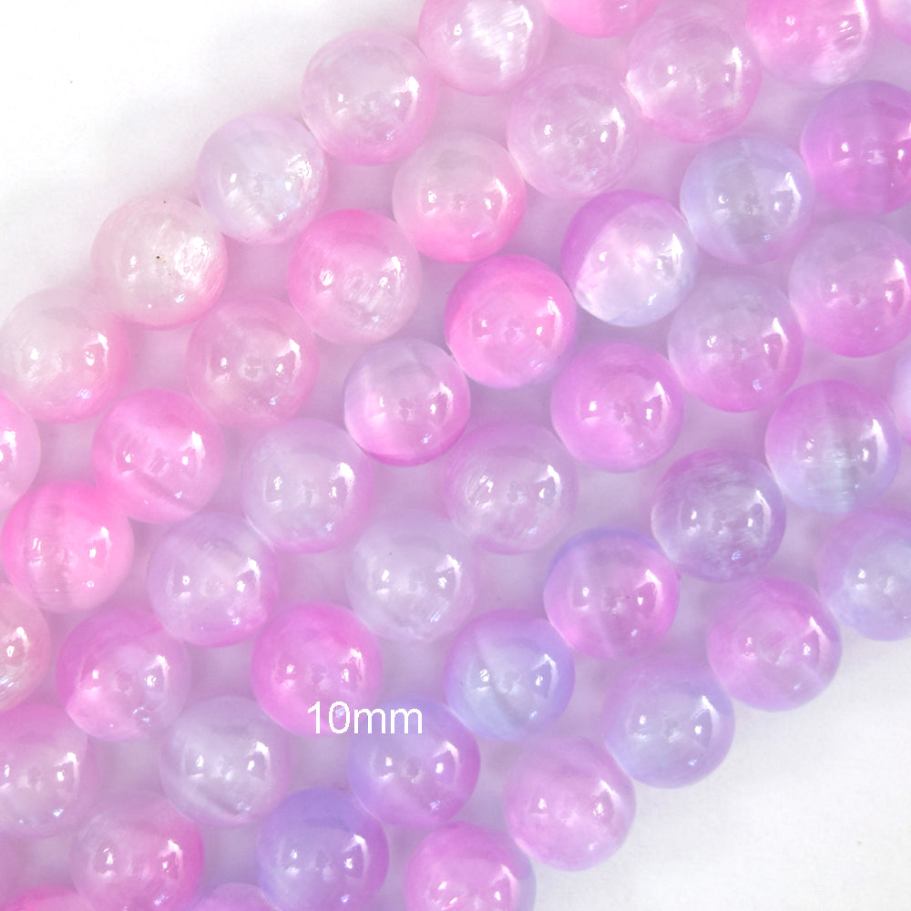 Genuine Blue Purple Selenite Round Beads Gemstone 15.5" Strand 6mm 8mm 10mm