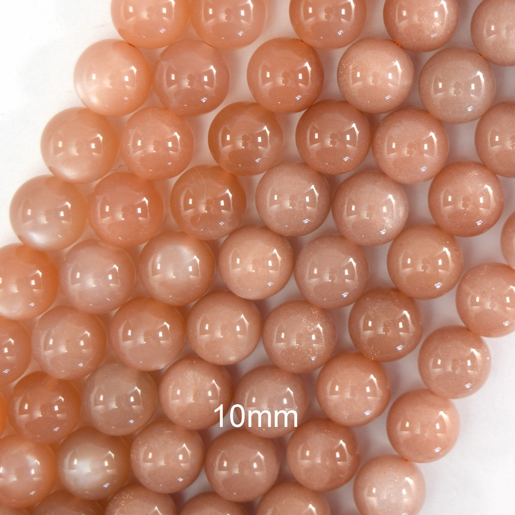 AA Natural Orange Sunstone Round Beads Gemstone 15" Strand 6mm 8mm 10mm