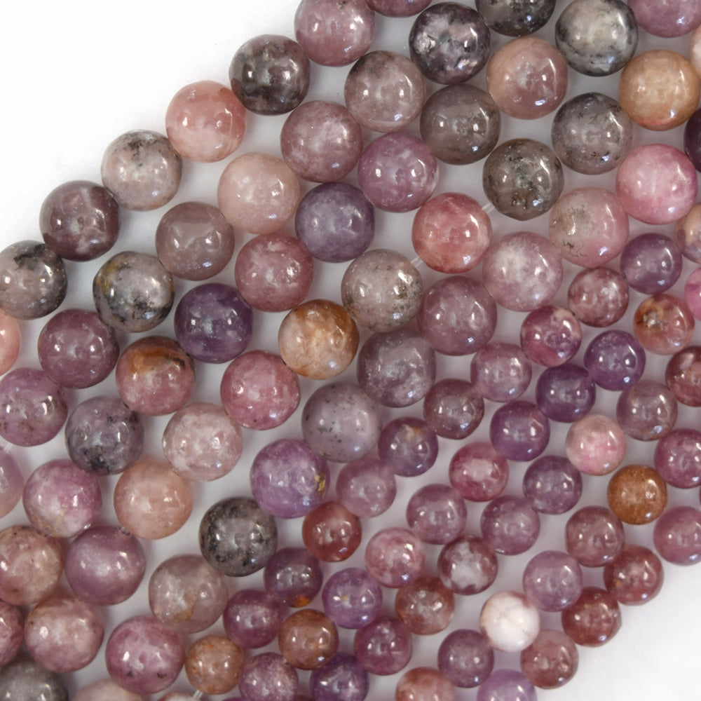 Natural Light Purple Lepidolite Round Beads 15.5" Strand 6mm 8mm S2