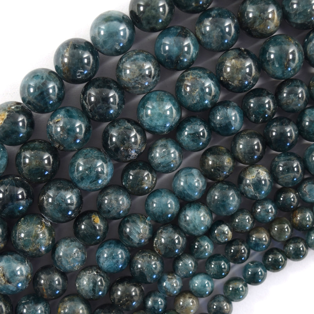 Natural Blue Green Apatite Round Beads Gemstone 15.5" Strand 6mm 8mm 10mm