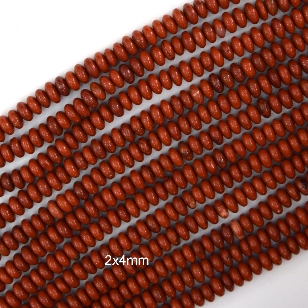 Natural Red Jasper Rondelle Button Beads 15