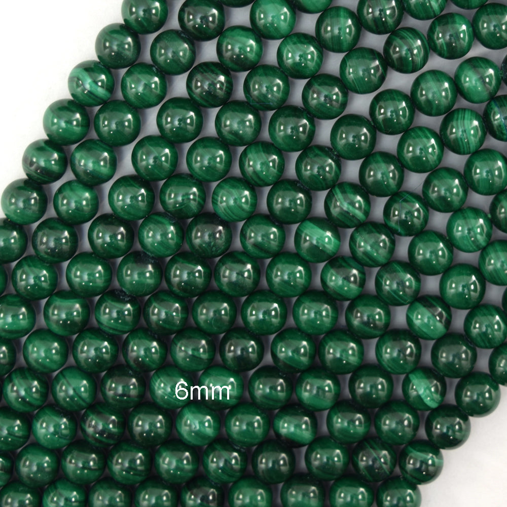 AA Natural Green Malachite Round Beads Gemstone 15.5