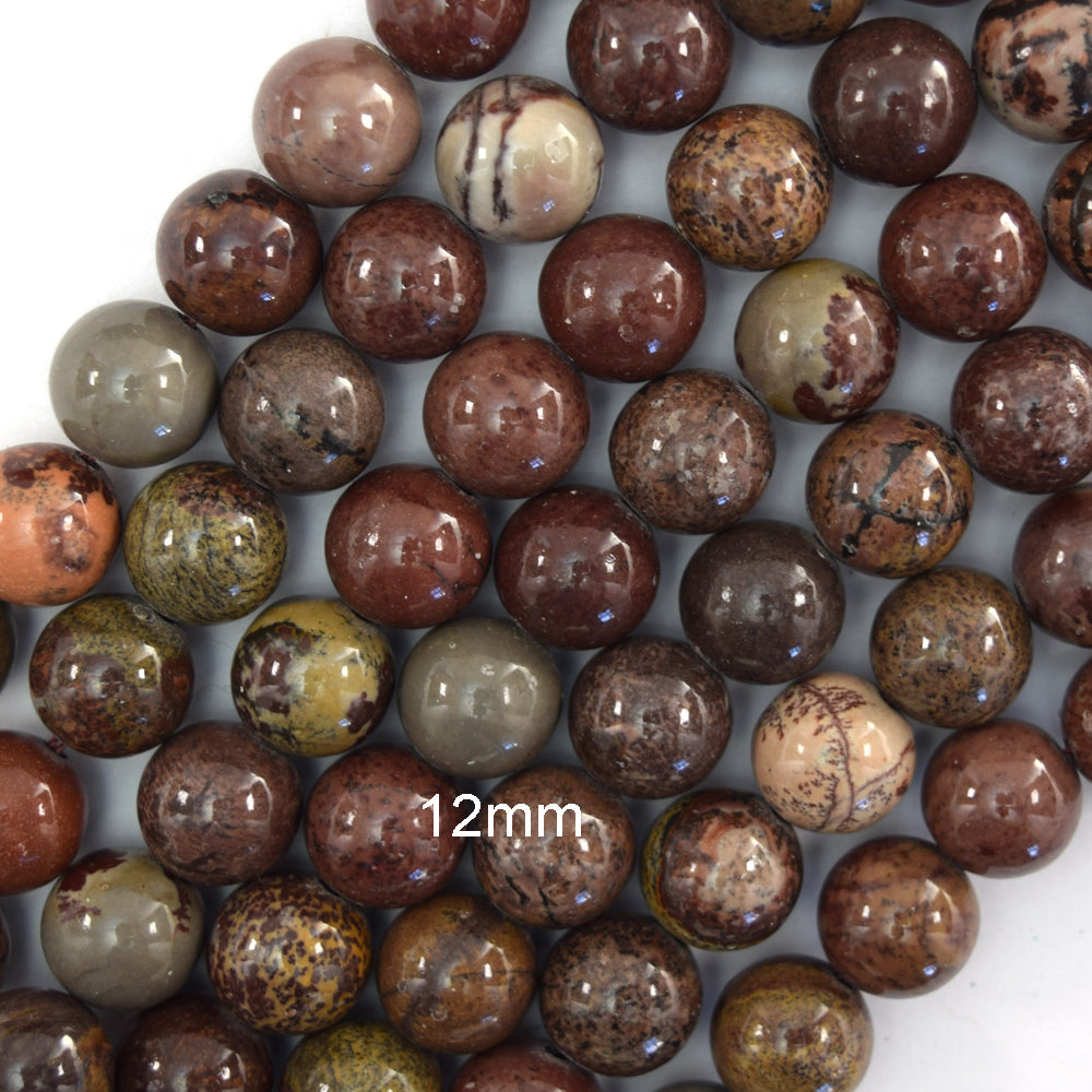 Natural Chohua Jasper Round Beads 15" Artistic Jasper 6mm 8mm 10mm 12mm