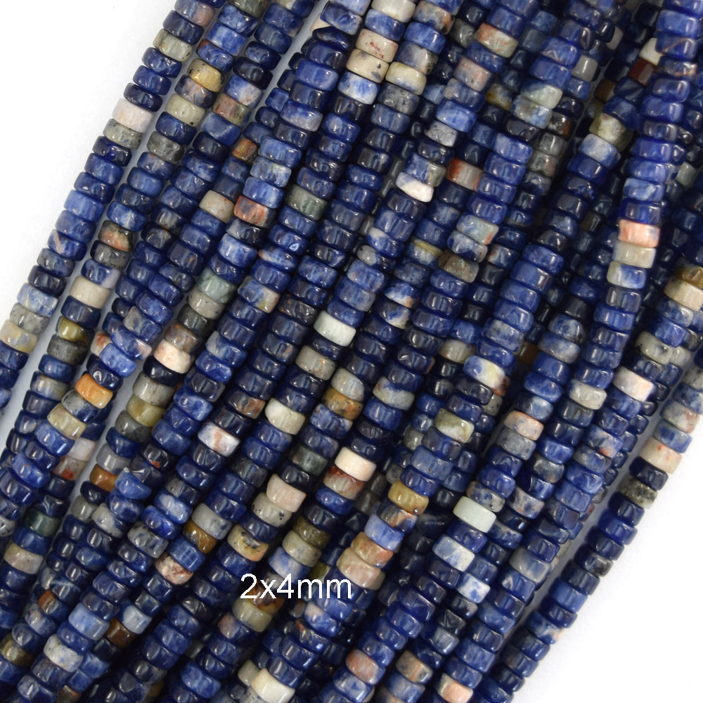 4mm natural blue sodalite heishi disc beads 15.5