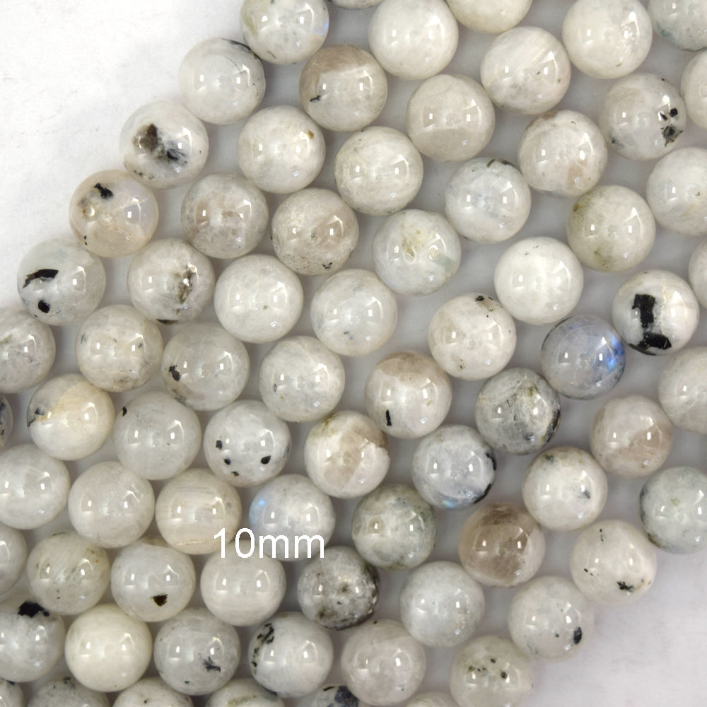 Natural Black Matrix Moonstone Round Beads 15.5" Strand 4mm 6mm 8mm 10mm S2