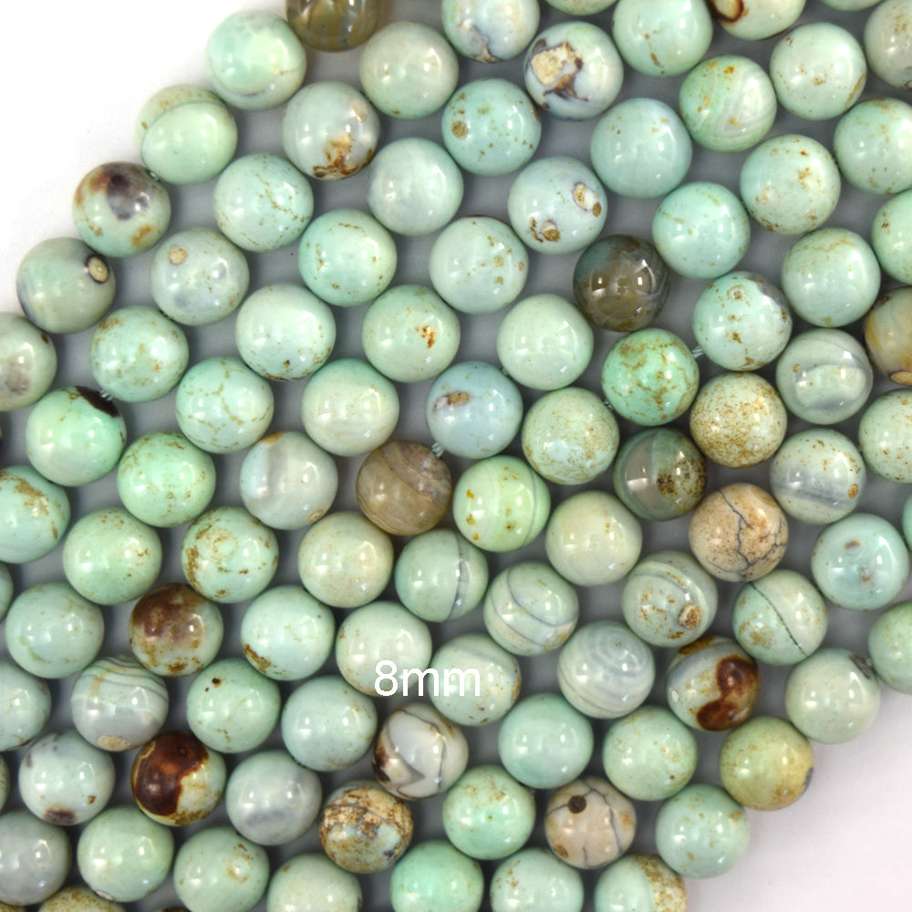 Aqua Blue Terra Agate Round Beads 14