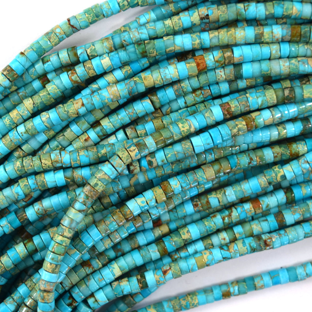 2x4mm Sea Sediment Jasper Heishi Disc Beads 15.5" Strand blue magenta green 4mm