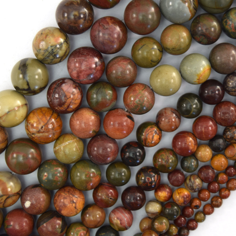 Natural Multicolor Picasso Jasper Round Beads 15" Strand 4mm 6mm 8mm 10mm 12mm