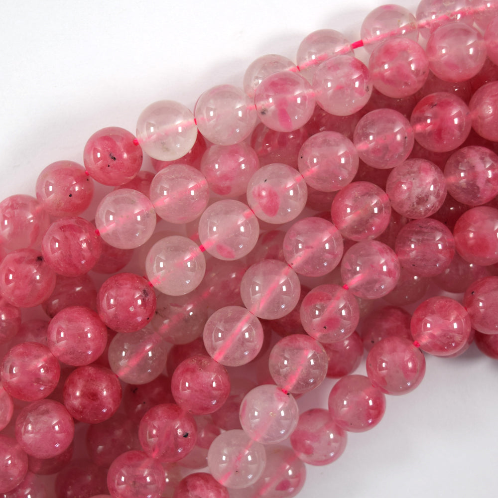 AA Natural Pink Cherry Blossom Agate Round Beads 15" Strand 6mm 8mm 10mm