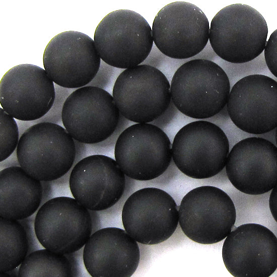 Matte Black Onyx Round Beads Gemstone 15" Strand 3mm 4mm 6mm 8mm 10mm 12mm 14mm