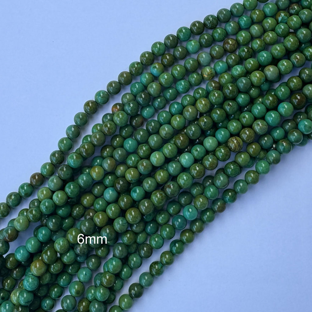 Yellowish Green Turquoise Round Beads Gemstone 15" Strand 4mm 6mm 8mm - Eagle Beadz