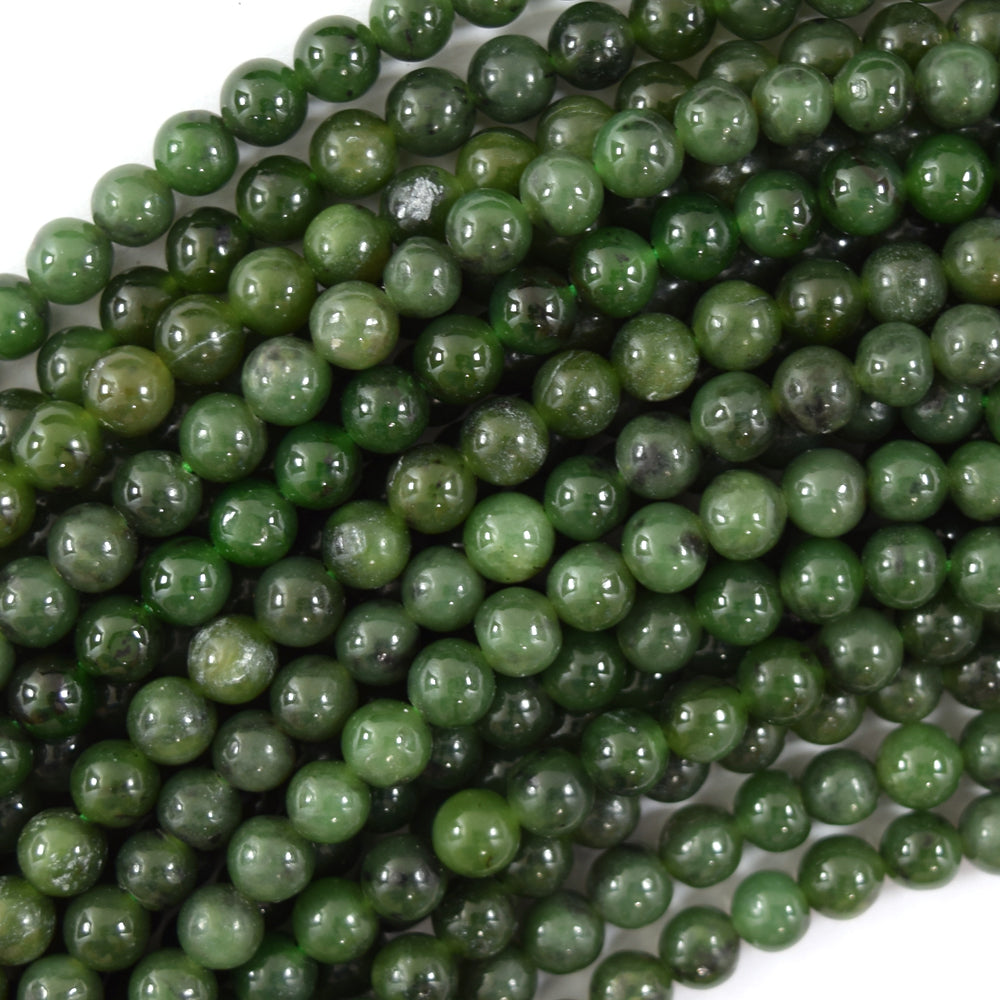 Natural Green Canada Jade Round Beads Gemstone 15