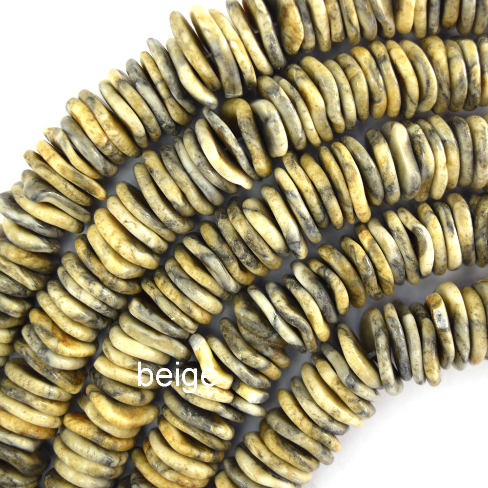 10mm - 18mm Graduated Turquoise Disc Button Beads 16" Blue Brown Green Red