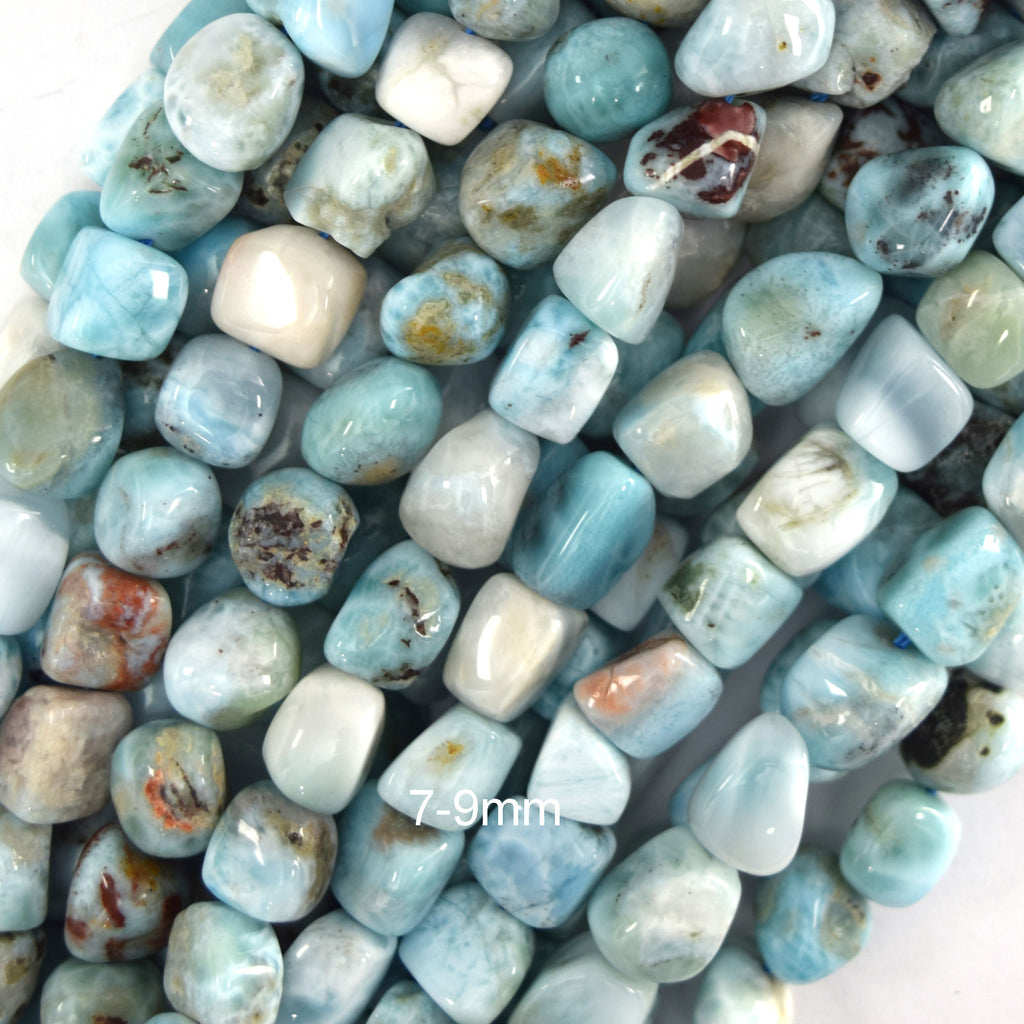 Natural Blue Larimar Cube Pebble Nugget Beads 15" Strand 5-7mm 6-8mm 7-9mm
