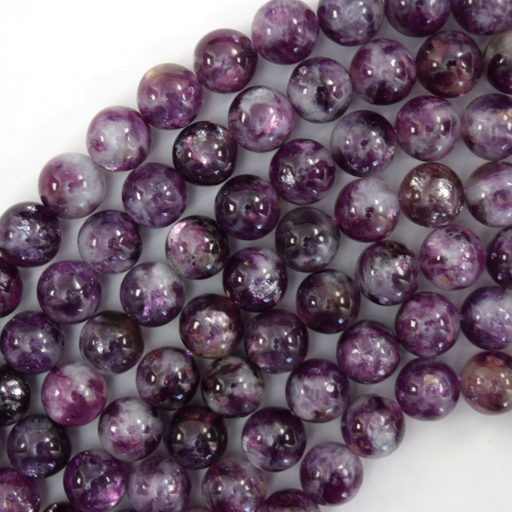 Natural Purple Mica Round Beads Gemstone 15.5" Strand 6mm 8mm 10mm