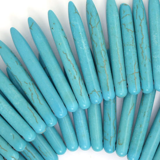 Blue Turquoise Stick Needle Spike Beads Gemstone 15.5" Strand 20mm 25mm 30mm
