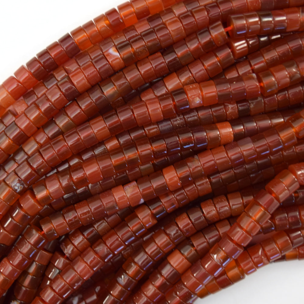 Red Carnelian Heishi Disc Beads Gemstone 15.5