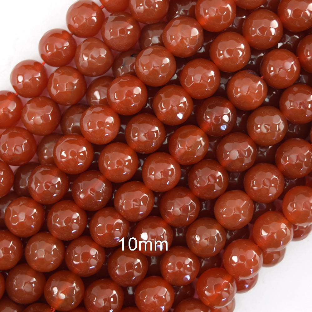 AA Faceted Red Carnelian Round Beads Gemstone 14" Strand 3mm 4mm 6mm 8mm 10mm S2
